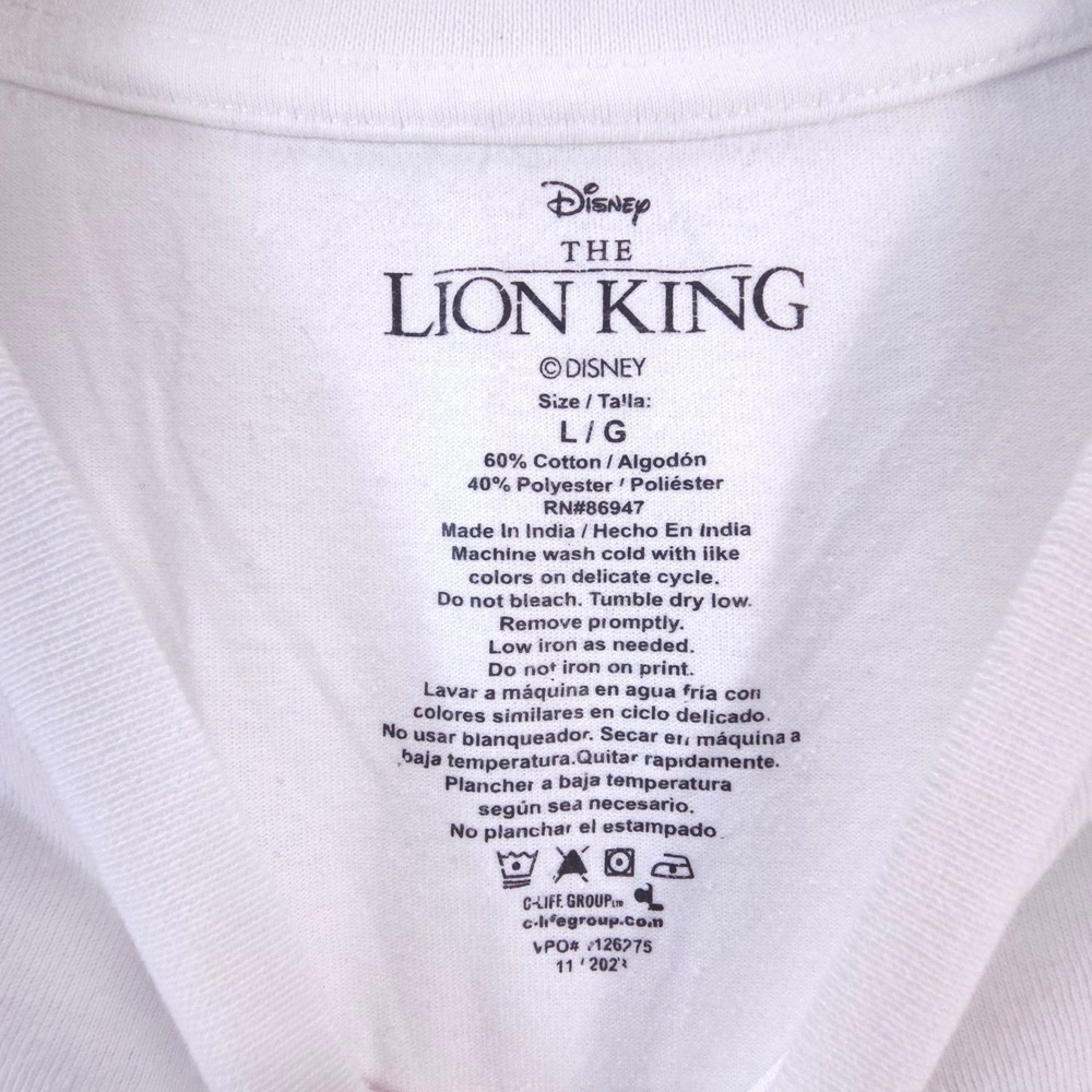 Disney Lion King Mens L White Hakuna Matata Graphic Tee Streetwear Casual Cotton - Picture 4 of 4